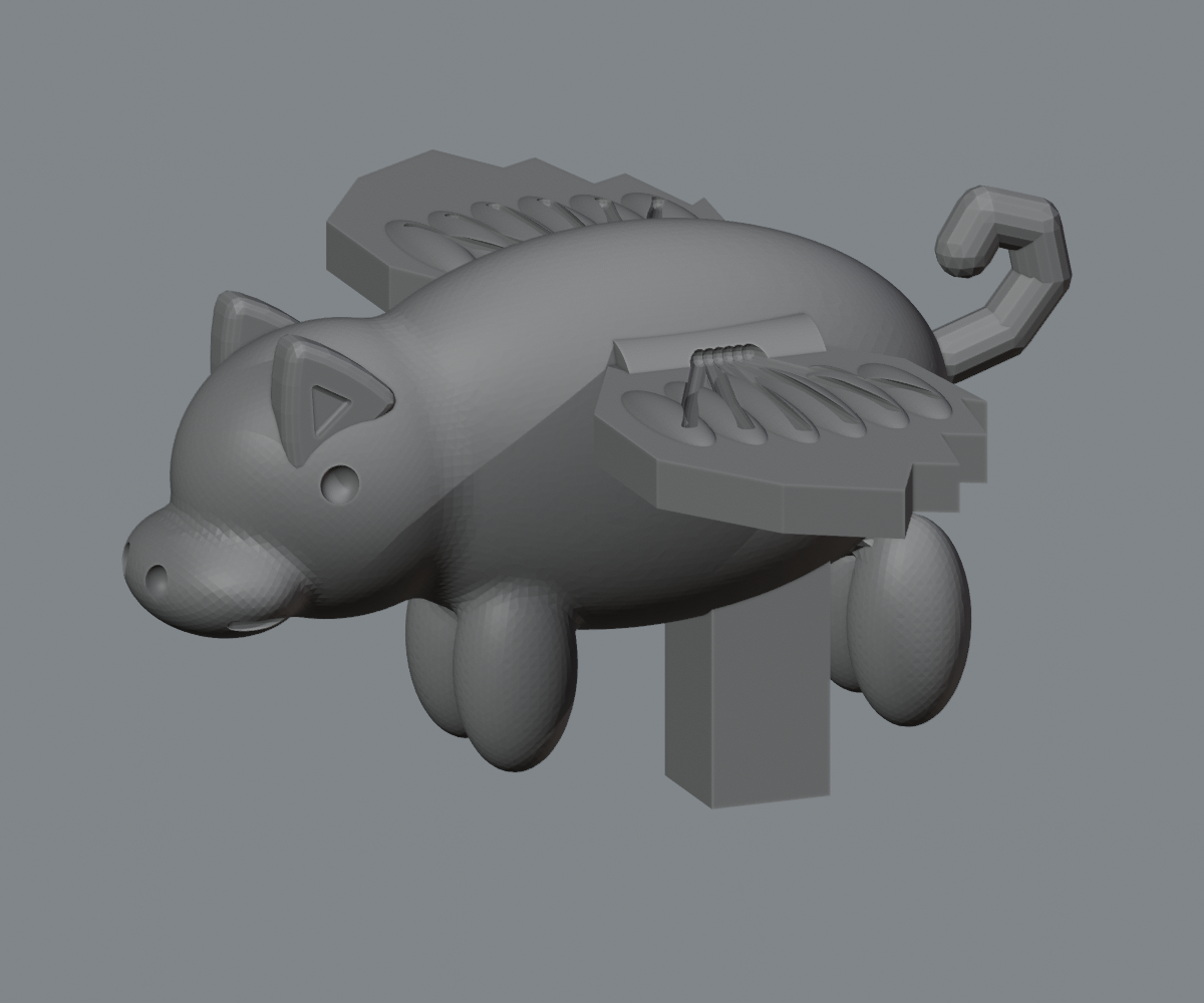 Flying pig exact STL front detail